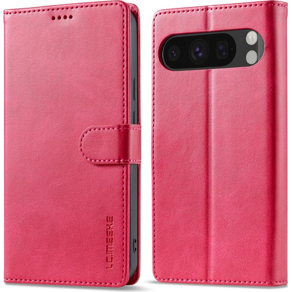 Custodia Per Google Pixel 10/Pixel 10 Pro In Pelle Con Chiusura Magnetica E Supporto, Custodia Protettiva Rosa Caldo-image