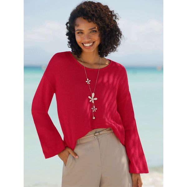 Strickpullover Heine "Pullover", Damen, Gr. 42, Erdbeere, 100% Baumwolle, Unifarben, Pullover Strickpullover-image