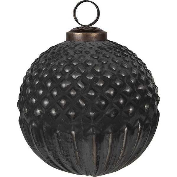 Guaina Natalizia Clayre & Eef Ø 10X10 Cm Vetro Nero Grigio-image