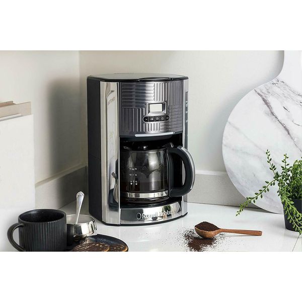 Russell Hobbs Caffettiera Geo Steel 25270-56 Timer Brocca Digitale In Vetro 12 Tazze-image
