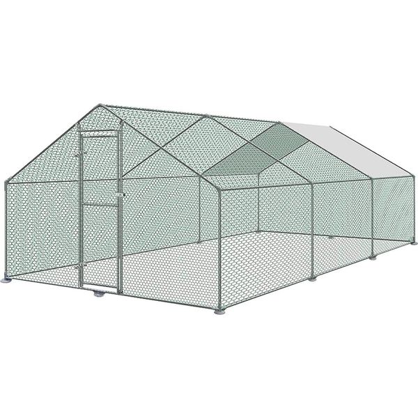 Jnglgo Pollaio Recinto Per Polli Ruspanti Gabbia Per Polli In Acciaio Zincato Pollaio Recinto Per Polli Ruspanti All'aperto Con Serratura, Pollaio Xxl, 3X6X2M-image