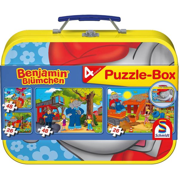 Schmidt Spiele Schmidt Spiele - Puzzle - Puzzle In Scatola Di Metallo - Benjamin Blü Mchen, 2X26, 2X48 Pezzi-image