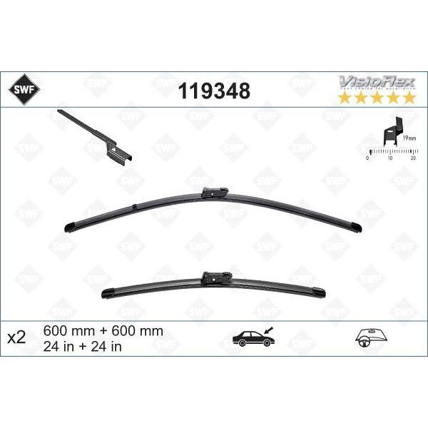 Swf Spazzole Tergicristallo Visioflex-Set | (Set)Wiper Car VF600/600MM-image
