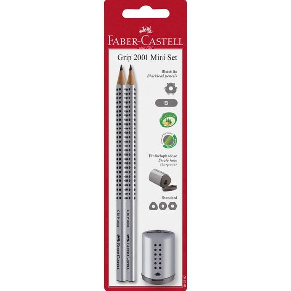 Faber-Castell 183797 Set Di Mini Matite Grip 2001 - Argento, 3 Pezzi.-image