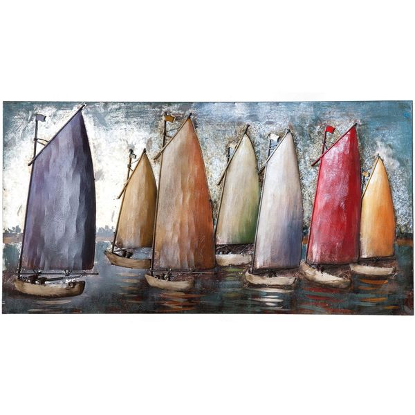 Gilde Gilde Gallery, Bild, Rechteckig, "Sailing Regatta"", Bootmotiv, Metall, Blau, Mehrfarbig, Ve 1, L. 5 Cm, B. 120 Cm, H. 60 Cm 38868"-image