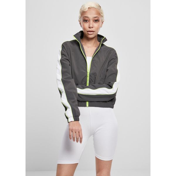 Urban Classics TB3414 | Ladies Short Piped Track Jacket Trainingsjacke Damen - Farbe: Darkshadow/Electriclime - GrößE: M-image
