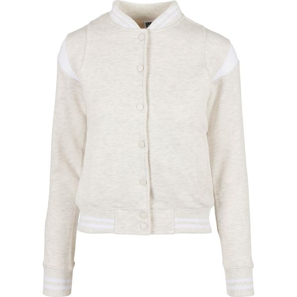 Felpa Da Donna Urban Classics Ladies Inset College Sweat Jacket Grigio Chiaro/Bianco - L-image