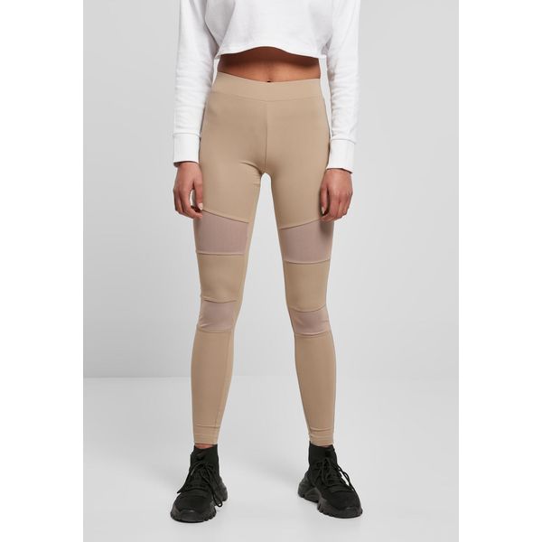 DáMské Leginy Urban Classics Donna Tech Mesh Leggings Softtaupe - Xxl-image