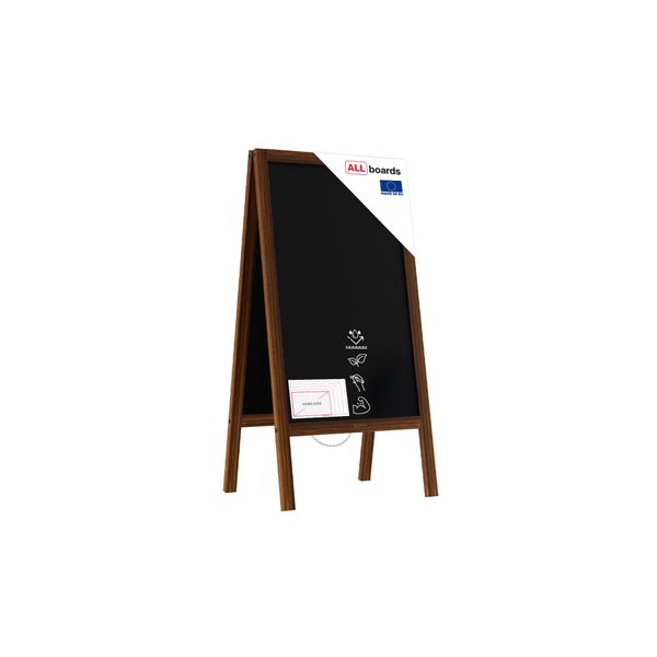 Lavagna Per Gesso Con Cavalletto Bifacciale 100X50 Cm Resistente All'acqua, Struttura In Legno, Scrivibile Con Gessetti E Pennarelli A Gesso, Per Bar Ristoranti Locali-image