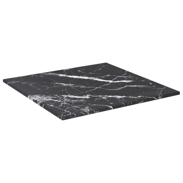 Piano Del Tavolo Nero 30X30 Cm Vetro Temperato 6 Mm Effetto Marmo-image