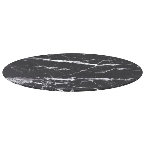 Vidaxl Piano Del Tavolo Nero Ø80X1 Cm In Vetro Temperato Effetto Marmo-image