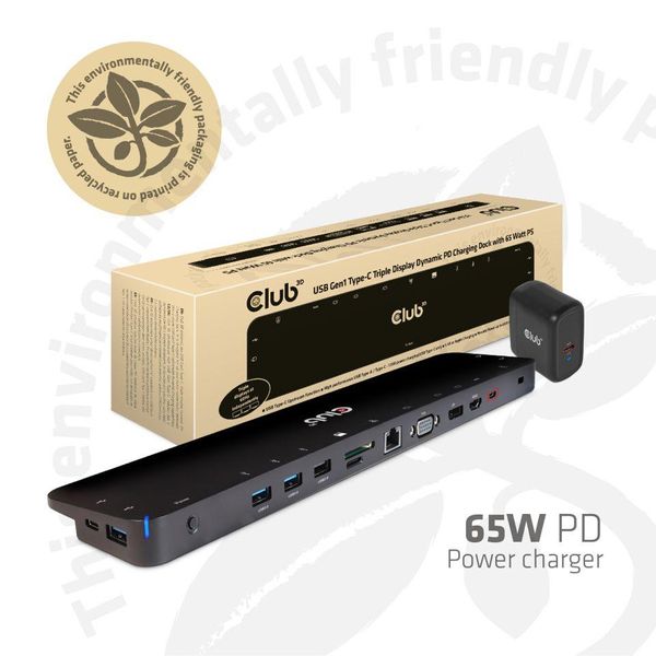 Club3D Chargingdock USB-C 3.2 ->7Xusb/Dp/Hdmi/Lan/Audio 65W Retail-image