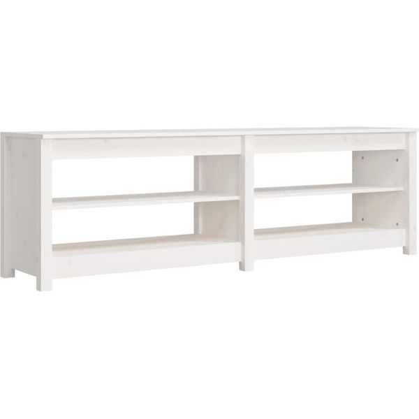 Vidaxl Panca Per Scarpe Bianca 160X36,5X50 Cm In Legno Di Pino Massiccio-image