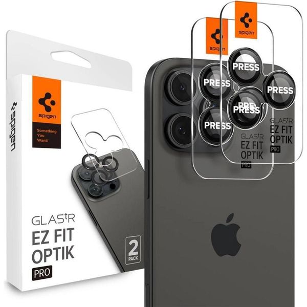 Spigen Iphone 17 Pro/Pro Max Glas.Tr Ez Fit Optik Pro Pellicola Protettiva Per Obiettivo, Confezione Da 2 - Nero-image