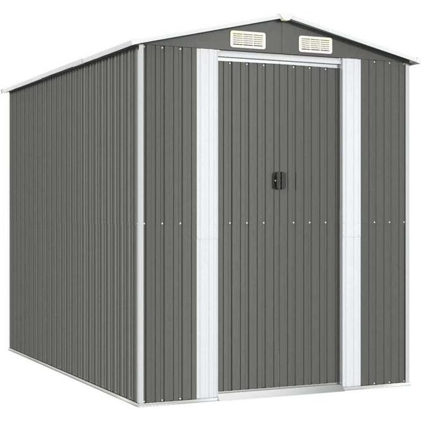 Vidaxl Capanno Per Attrezzi Grigio Chiaro 192X274X223 Cm Acciaio Zincato-image