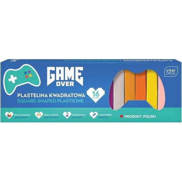 Plastilina Quadrata Creativa 16 Colori Game Over - Crea Opere D'arte Uniche E Sviluppa La Tua Immaginazione! Perfetto Per I Piccoli Artisti E Non Solo!-image