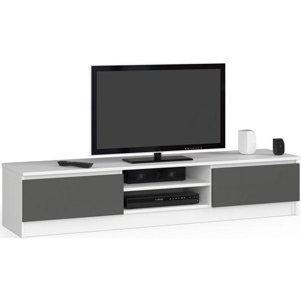 Tv-BäNk Clp 160 Cm Bianco Grigio Grafite Moderna Comodità Per Tv Con Ripiani E Spazio Di Stoccaggio-image