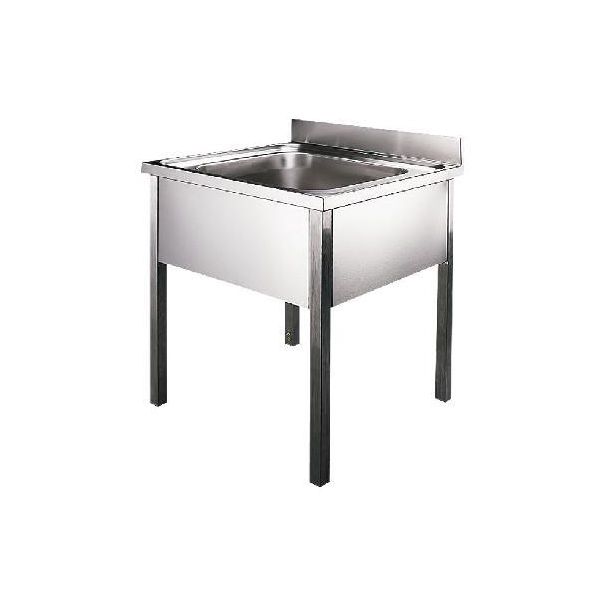 Lavelli In Acciaio Inox Sanela - Lavello In Acciaio Inox 700X700X850 Mm, Su Piedistallo Slun 15-image