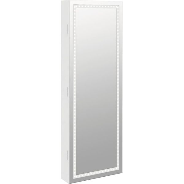 Vidaxl Armadio Portagioie A Specchio Con Illuminazione Led A Parete Bianco-image