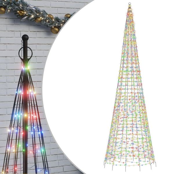 Vidaxl Albero Di Natale A Led Per Pennone 1534 Led Multicolore 500 Cm-image