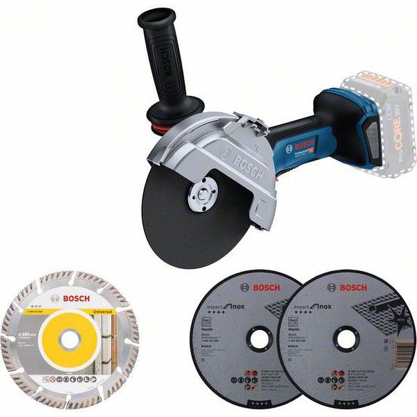 Bosch Professional 06019H6L01 Bosch Professional Gws 18V-180 P Set Di Smerigliatrici Angolari A Batteria 18,0 V, Senza Batteria-image