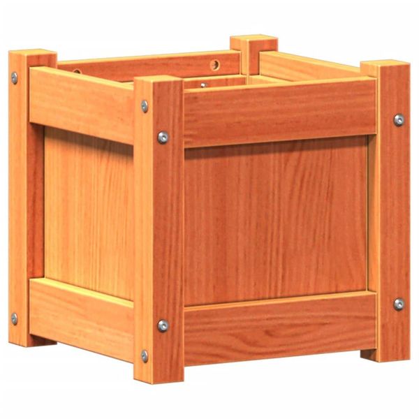 Vidaxl Fioriera Marrone Cera 31X31X31 Cm In Legno Di Pino Massiccio-image