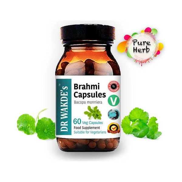 Dr Wakde's Brahmi Capsule (Bacopa Monniera) | 60 Capsule Vegi | Integratore Ayurvedico | Vegano | 100% Erbe | Sconti A Volume | Spedizione In Giornata-image