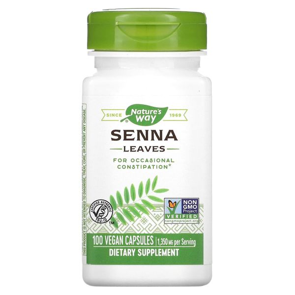 Nature's Way, Foglie Di Senna, 1.350 Mg, 100 Capsule Vegane (450 Mg Per Capsula)-image