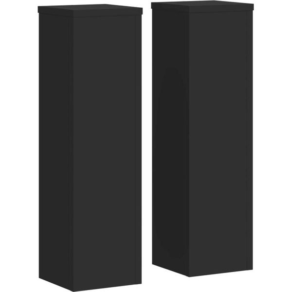 Vidaxl Supporto Per Piante 2 Pezzi Nero 17X17X60 Cm Materiale A Base Di Legno-image