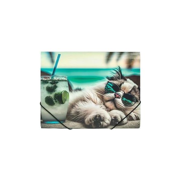 Cartella Elastica A4 Stampata - Chillout Cat-image