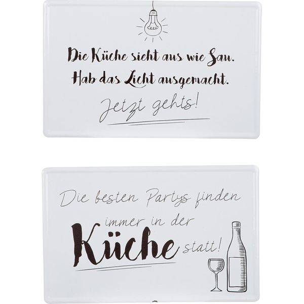 Gilde Schild, Rechteckig, "KüChe"", Spruch, Metall, Weiß, Ve 6, 2 StüCk Wie Abgebildet, B. 30 Cm, H. 19 Cm 58216"-image