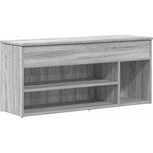 Vidaxl Panca Per Scarpe Grigio Sonoma 102X30,5X45 Cm Materiale A Base Di Legno-image
