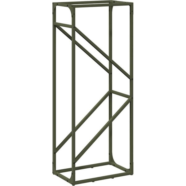 Vidaxl Porta Legna Verde Oliva 40X25X100 Cm Acciaio Laminato A Freddo-image
