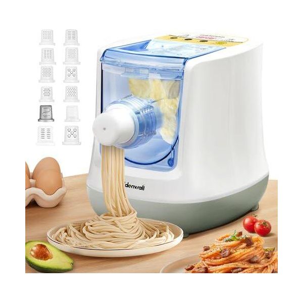 Cgoldenwall Macchina Per La Pasta Elettrica Completamente Automatica, Controllo Digitale 12 Dischi Per La Formatura Di Gnocchi, Spaghetti, Fettuccine, Penne, 650 G Di Farina,-image