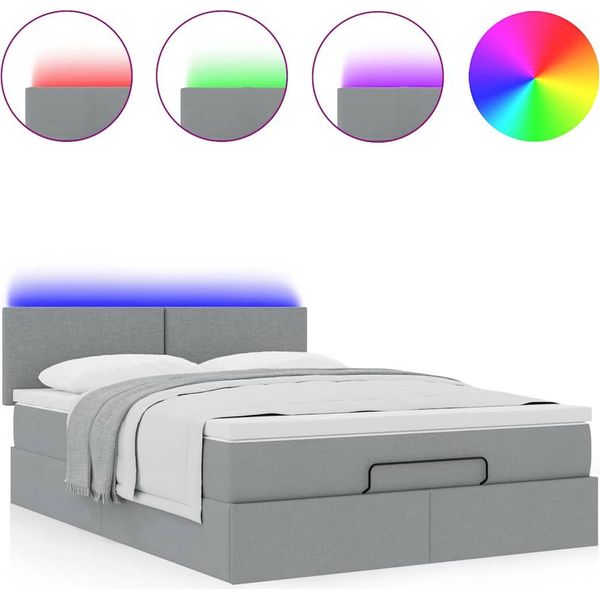 Syfax™ Pouf Letto Con Materasso E Led Grigio Chiaro 140X190 Cm-image