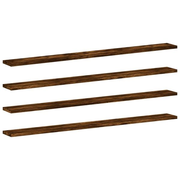 Syfax™ Mensole Parete 4Pz Rovere Fumo 100X10X1,5 Cm Legno Multistrato-image
