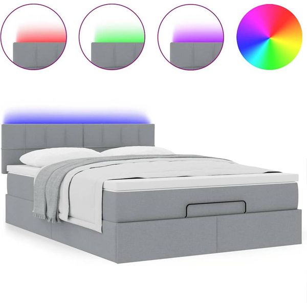 Syfax™ Pouf Letto Con Materasso E Led Grigio Chiaro 140X190 Cm-image