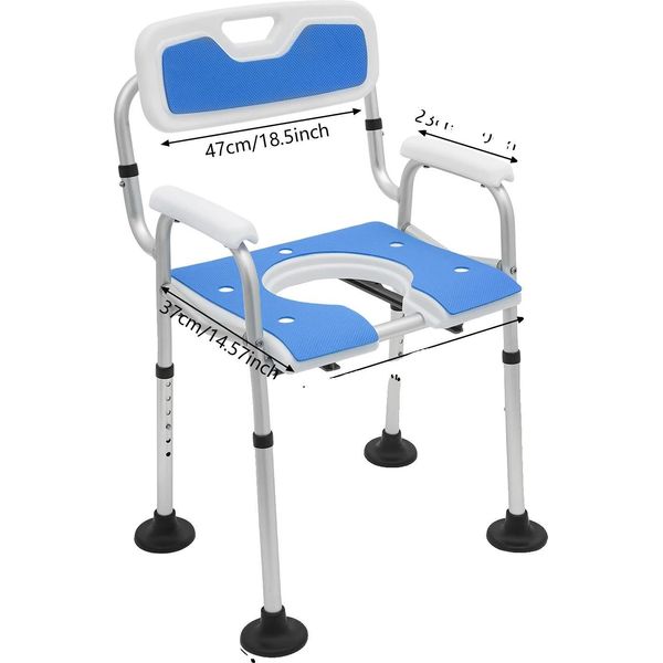 Sedia Da Doccia, Regolabile In Altezza, Design Resistente E Robusto, Blu-image