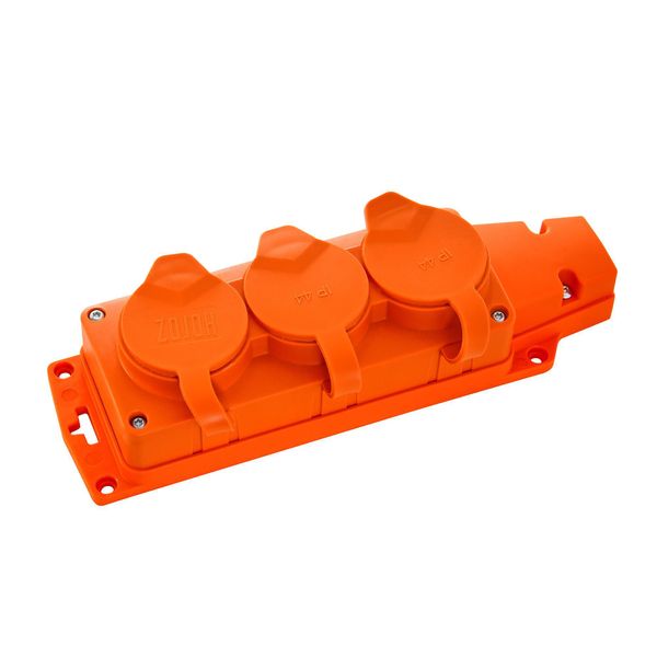 Presa Tripla In Gomma Schuko IP54 Arancione | 221.000.301 | Horoz-image