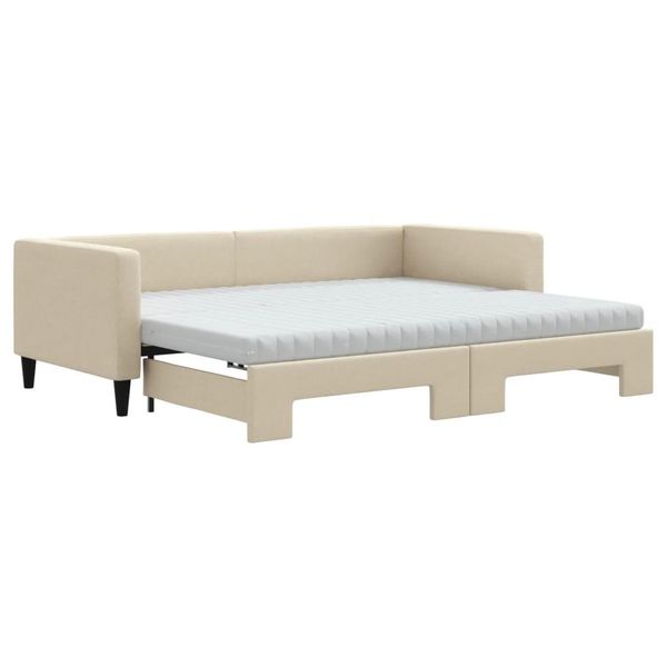 Syfax™ Divano Letto Estraibile Con Materassi Crema 90X200 Cm Tessuto-image