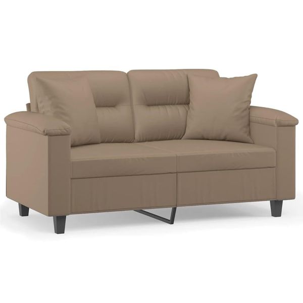Syfax™ Divano A 2 Posti Con Cuscini Cappuccino 120 Cm In Pelle Finta-image