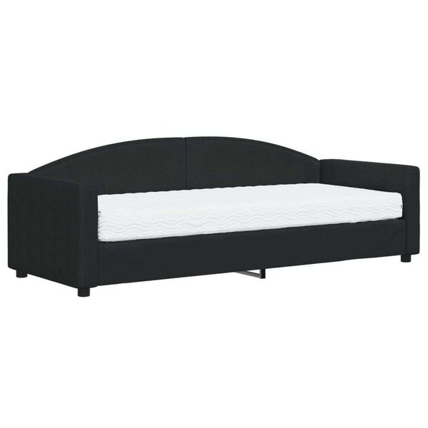 Syfax™ Divano Letto Con Materasso Nero 80X200 Cm In Tessuto-image