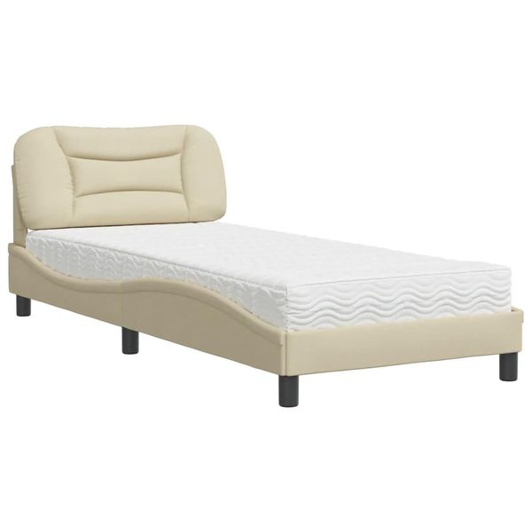 Syfax™ Letto Con Materasso Hvar Crema 90X200 Cm In Tessuto-image