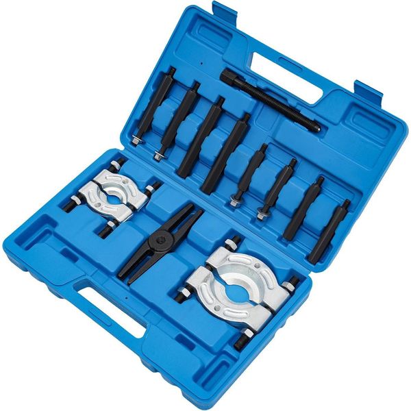 Set Di Estrattori Per Cuscinetti - 12 Pezzi - Acciaio Al Carbonio 45 - Per Ingranaggi, Ruote Dentate, Pulegge, Volanti - Trattati Termicamente, Zincati - Scatola Blu-image