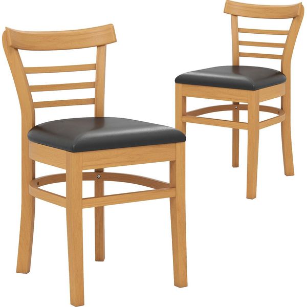 Set Di 2 Sedie Da Pranzo Costway, Sedie Da Cucina In Legno, Sedie Da Tavolo Con Seduta Imbottita, Sedie In Legno Imbottite, Fino A 180 Kg, Sedie (Marrone)-image