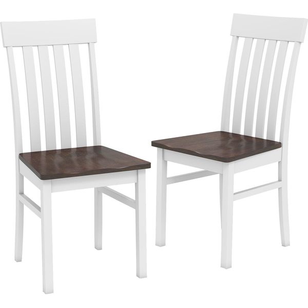 Set Di 2 Sedie Da Pranzo Costway, Sedie Da Cucina In Legno Con Schienale, Sedie Per Tavolo Da Pranzo Fino A 150 Kg, Sedie Per Sala Da Pranzo Cucina Soggiorno (Noce)-image