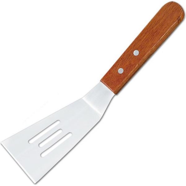 Inf Spatola Forata In Acciaio Inox Con Manico In Legno - Ideale Per Cucinare-image