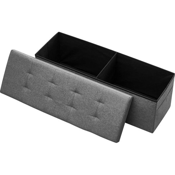 Vevor Pouf Pieghevole Con Vano Portaoggetti (Rettangolare), Poggiapiedi Con Tasche Laterali, Sgabello Imbottito Pieghevole Con Portata Fino A 299,37 Kg, 11 X 38 X 38 Cm, Per Soggiorno, Camera Da Letto, Corridoio, Grigio-image