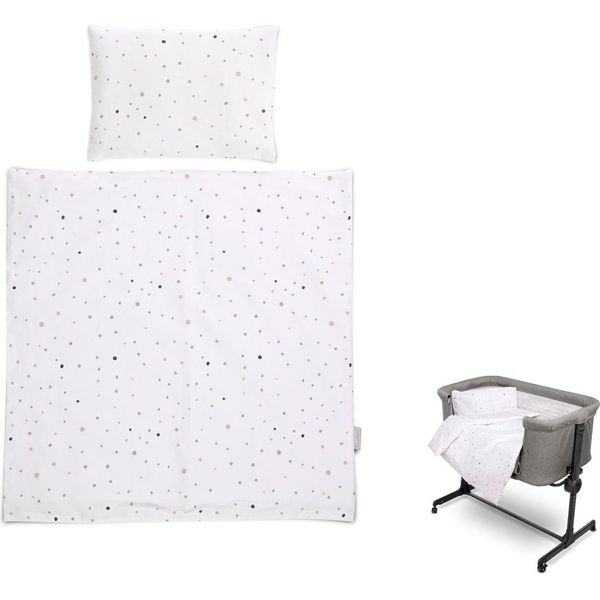 Lorelli Baby Set Lenzuola Eva 5 Pezzi Piumone 75 X 75 Cm, Cuscino 29 X 42 Cm, Fodere A Pois Bianchi-image