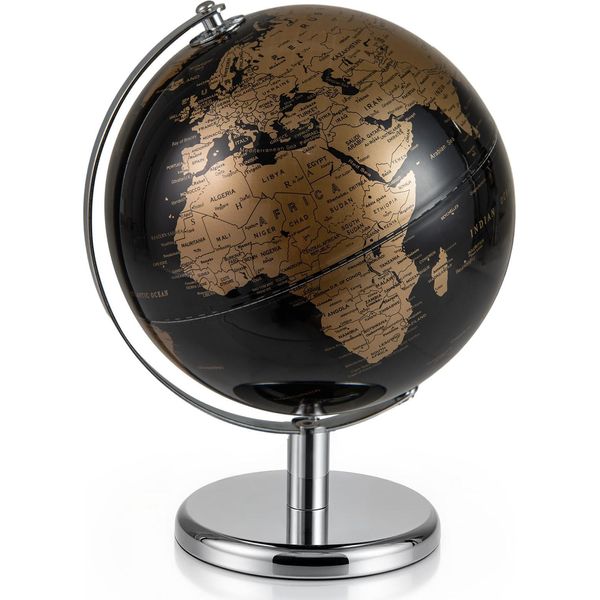 Costway Mappamondo Da 20 Cm, Mappa Inglese, Ruotabile A 360°, Mappamondo Con Supporto In Metallo, Mappamondo Didattico Per La Scuola, Mappamondo Decorativo, Mappamondo Moderno (Oro)-image